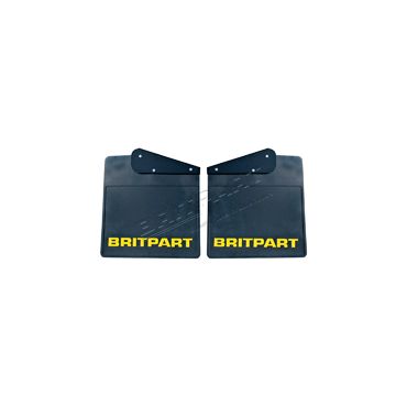 PAIR OF WIDE BRITPART MUDFLAPS (YELLOW LOGO) DA4533 *No Exhaust Cut Out*