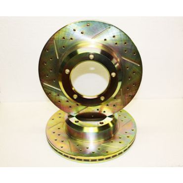 Brake Disc Front -Vented- D1 RRC DEFF Drilled &amp; Grooved (Terrafirma) LR017952CDG FTC902CDG LR189051CDG *Pair*