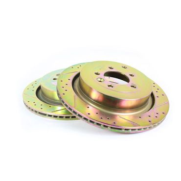 Rear Brake Discs Vented, Drilled &amp; Grooved (Terrafirma) LR189034CDG SDB000646CDG SDB000645 