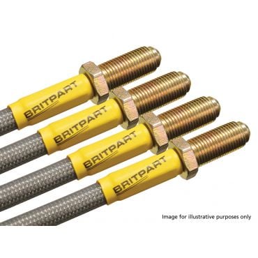 .Brake Hose Set Discovery 1 Non-Abs 94-98 +40mm (Britpart) Braided DA241240S