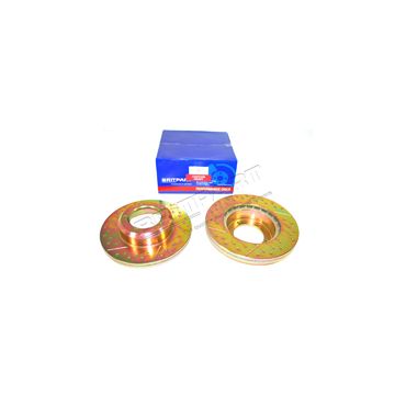 Brake Disc Front -Vented- D1 RRC DEF Drilled &amp; Grooved (Britpart) FTC902 LR017952 LR189051 DA4602 *Pair*