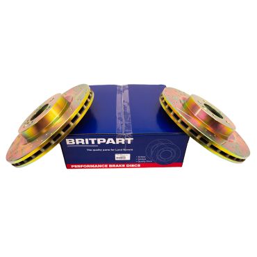 Brake Disc Front 360mm (2) Drilled &amp; Grooved (Britpart) DA4685 LR189032 SDB000624 DA4624 *See Notes*