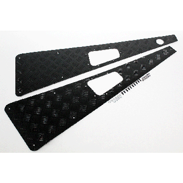WING TOPS PAIR - CHEQUER PLATE - BLACK - R/H AERIAL HOLE - PRE-2007  TF8230 WTKIT01-RAH/B